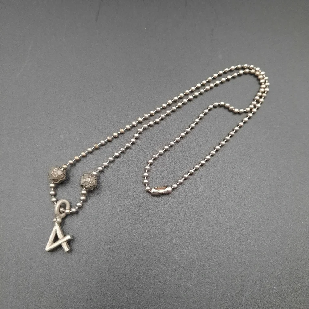 Soccer Ball & Number 4 Necklace,‎ Sports Charm Jewelry, Gunmetal Chain